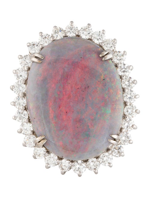 Ring 18K 31.90ct Opal & Diamond Cocktail Ring