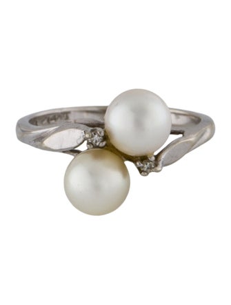 Ring 14K Pearl & Diamond Cocktail Ring