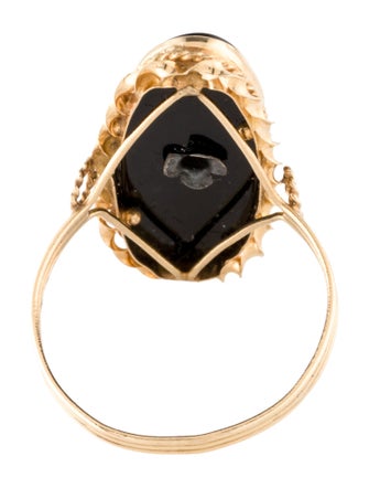 Ring 10K Onyx & Diamond Cocktail Ring