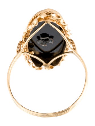 Ring 10K Onyx & Diamond Cocktail Ring