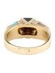 Ring 14K Mother of Pearl, Turquoise, Onyx & Diamond Cocktail Ring