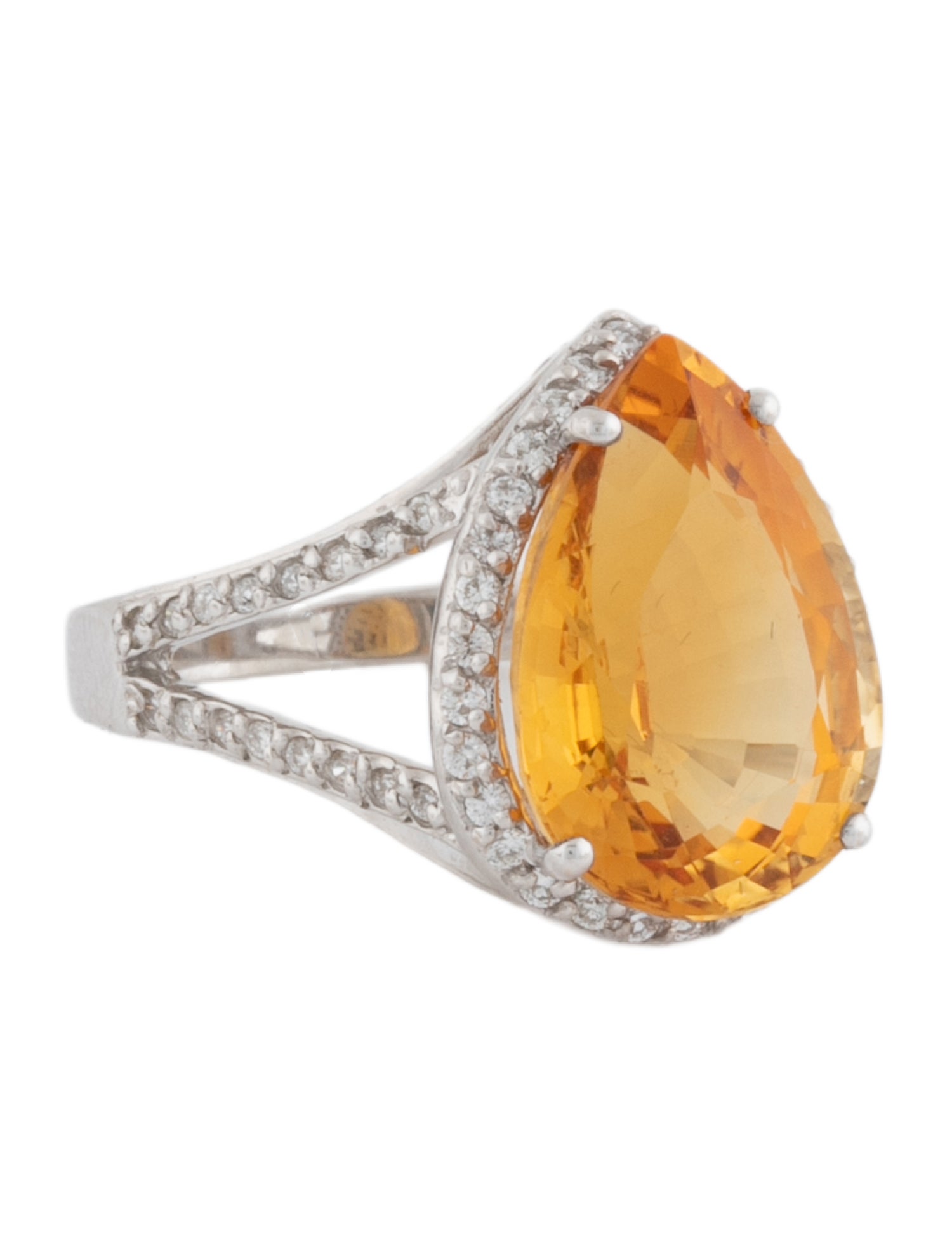 Ring 18K 6.81ct Citrine & Diamond Cocktail