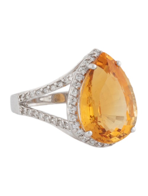 Ring 18K 6.81ct Citrine & Diamond Cocktail Ring