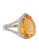 Ring 18K 6.81ct Citrine & Diamond Cocktail Ring