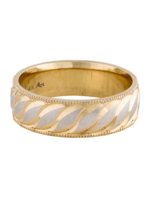 Ring 14K Two-Tone Engraved Wedding Band