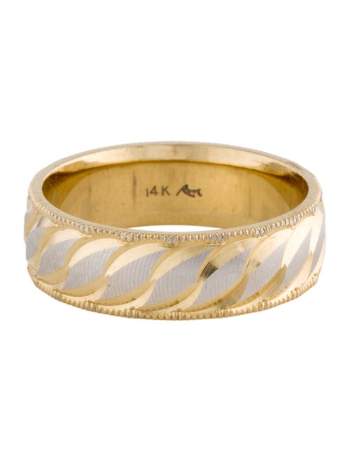 Ring 14K Two-Tone Engraved Wedding Band