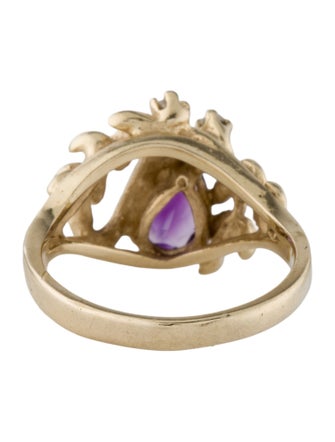 Ring 14K Amethyst & Diamond Viny Cocktail Ring