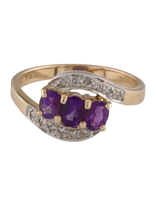 Ring 14K Amethyst & Diamond Cocktail Ring