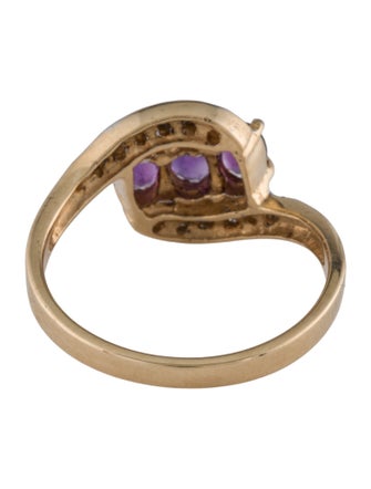 Ring 14K Amethyst & Diamond Cocktail Ring