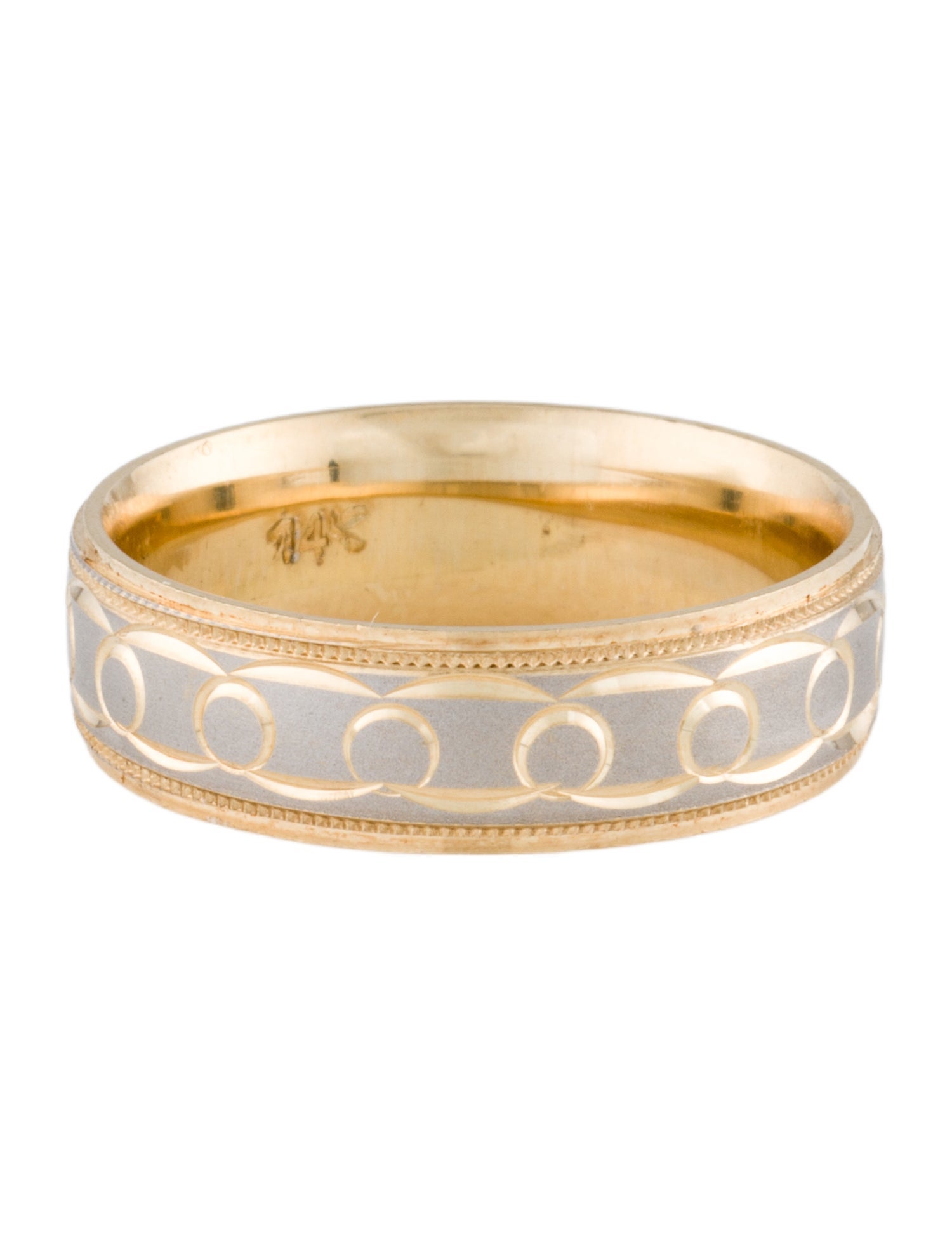 Ring 14K Two-Tone Engraved Wedding Band