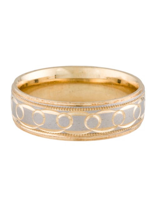 Ring 14K Two-Tone Engraved Wedding Band