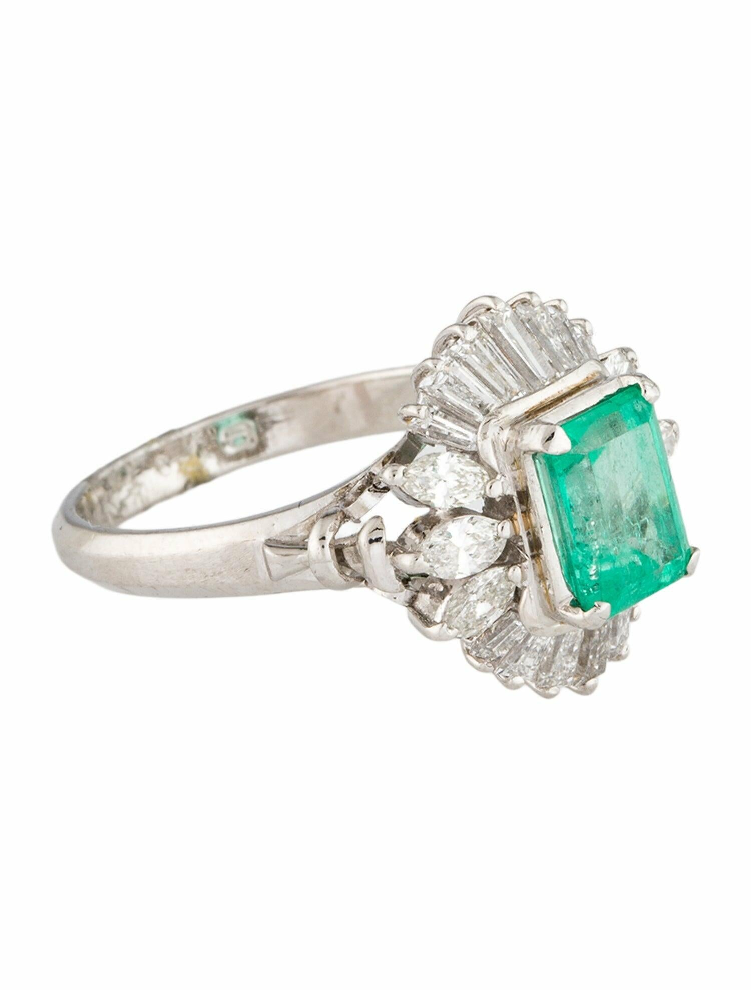 Ring Platinum 1.16ct Colombian Emerald & Diamond Cocktail Ring