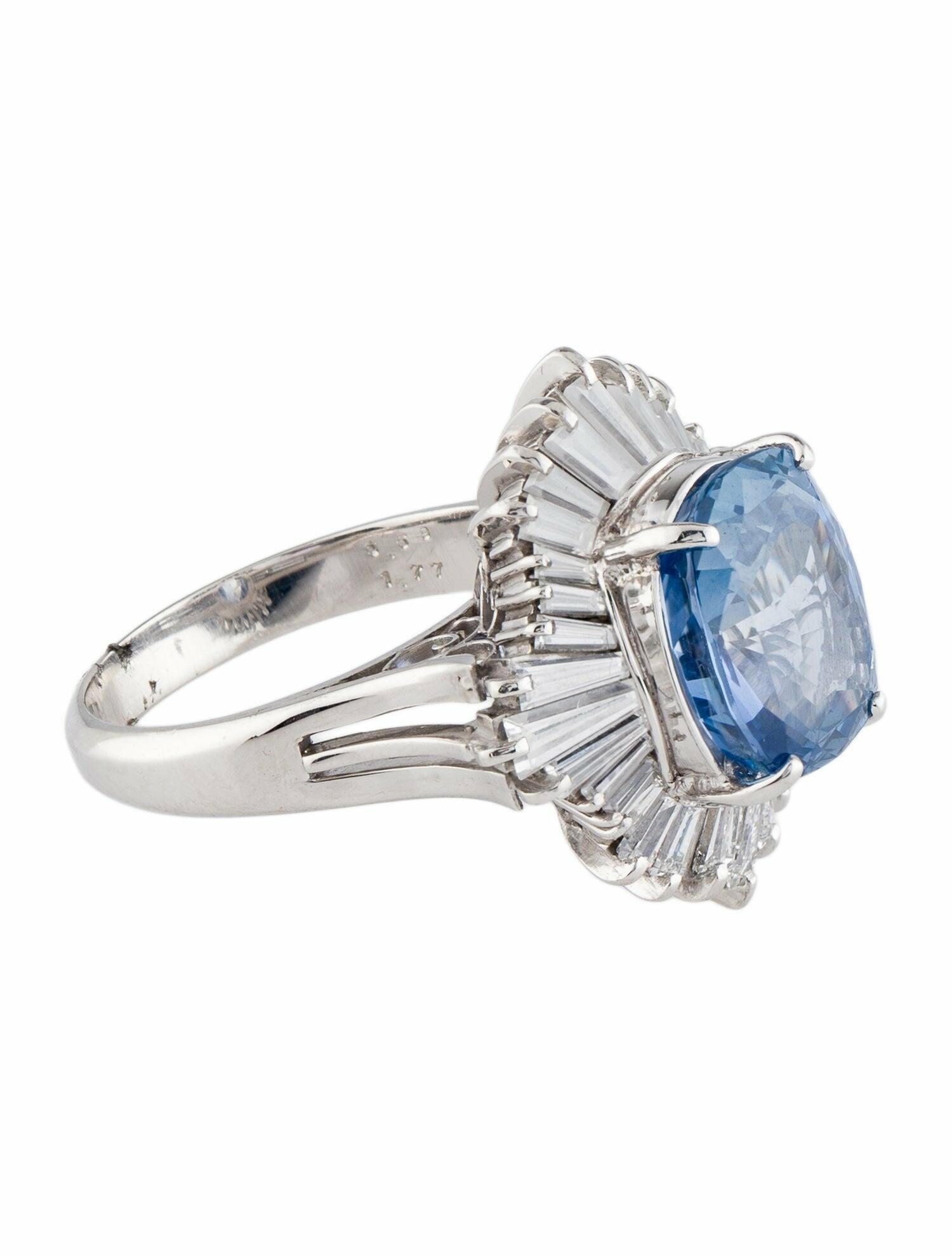 Ring Platinum 6.59ct Unheated Sri Lankan Sapphire & Diamond Cocktail Ring