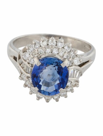 Ring Platinum 2.84ct Sri Lankan Sapphire & Diamond Cocktail Ring