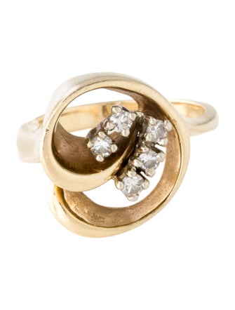Ring 14K Diamond Sculptural Cocktail Ring