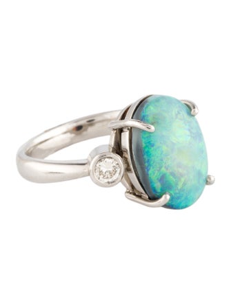 Ring Platinum 4.32ct Opal & Diamond Cocktail Ring
