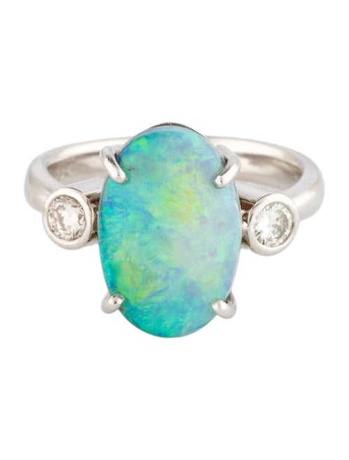 Ring Platinum 4.32ct Opal & Diamond Cocktail Ring