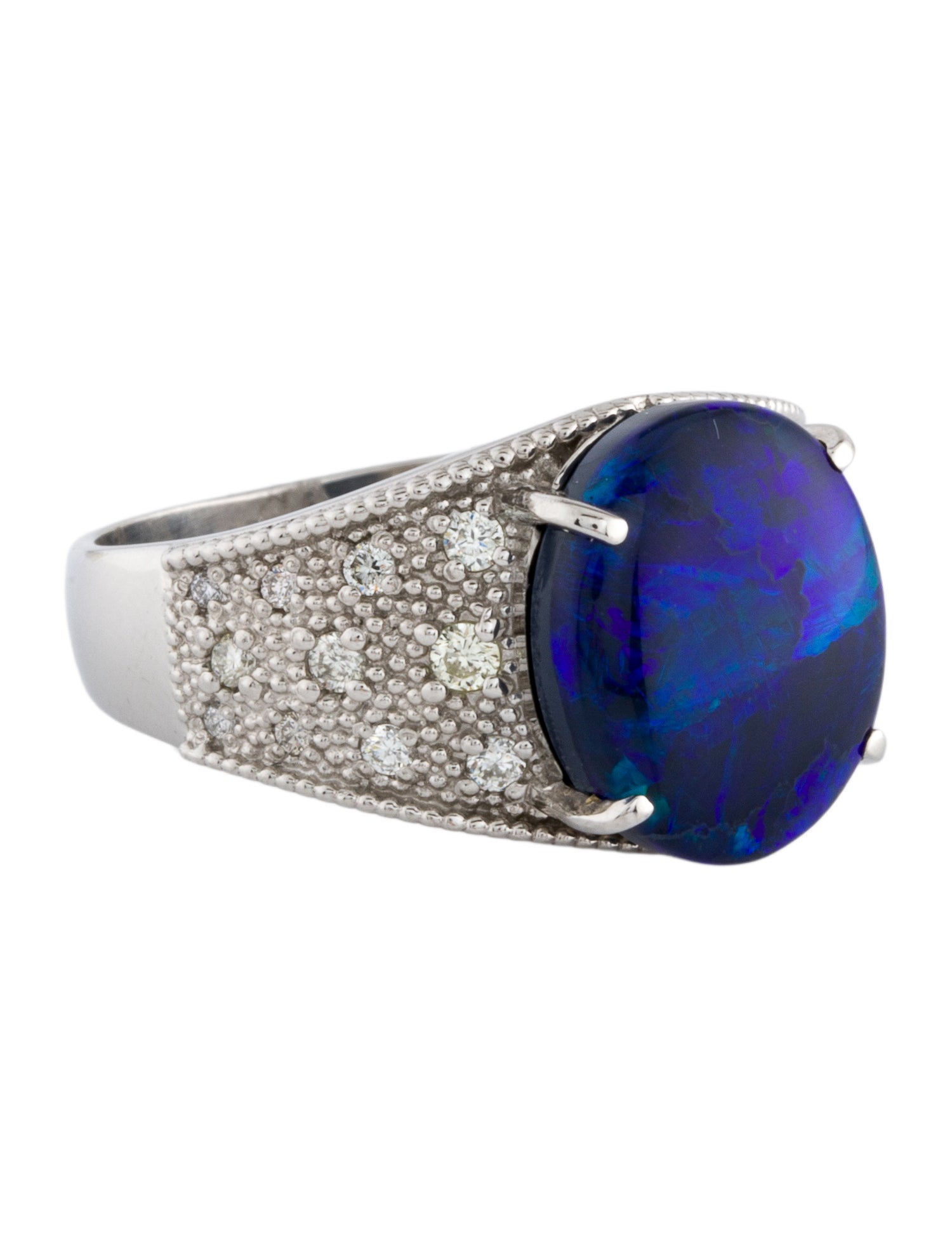 Ring Platinum Opal & Diamond Cocktail