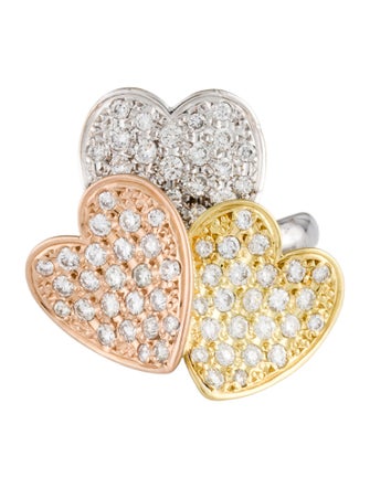 Ring 18K 1.04ctw Diamond Stacked Heart Cocktail Ring