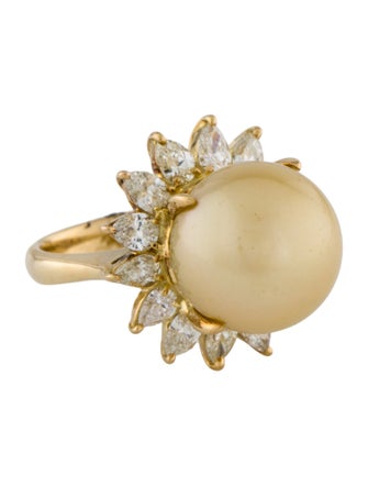 Ring 18K Pearl & Diamond Cocktail Ring
