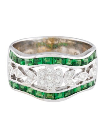 Ring 18K Tsavorite & Diamond Band