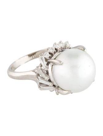 Ring Platinum Pearl & Diamond Cocktail Ring