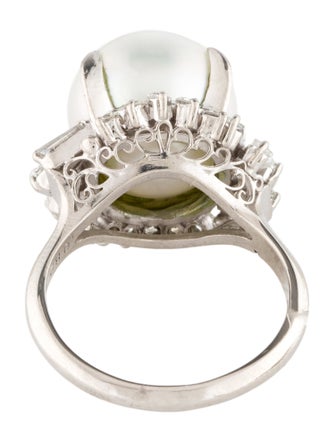 Ring Platinum Pearl & Diamond Cocktail Ring