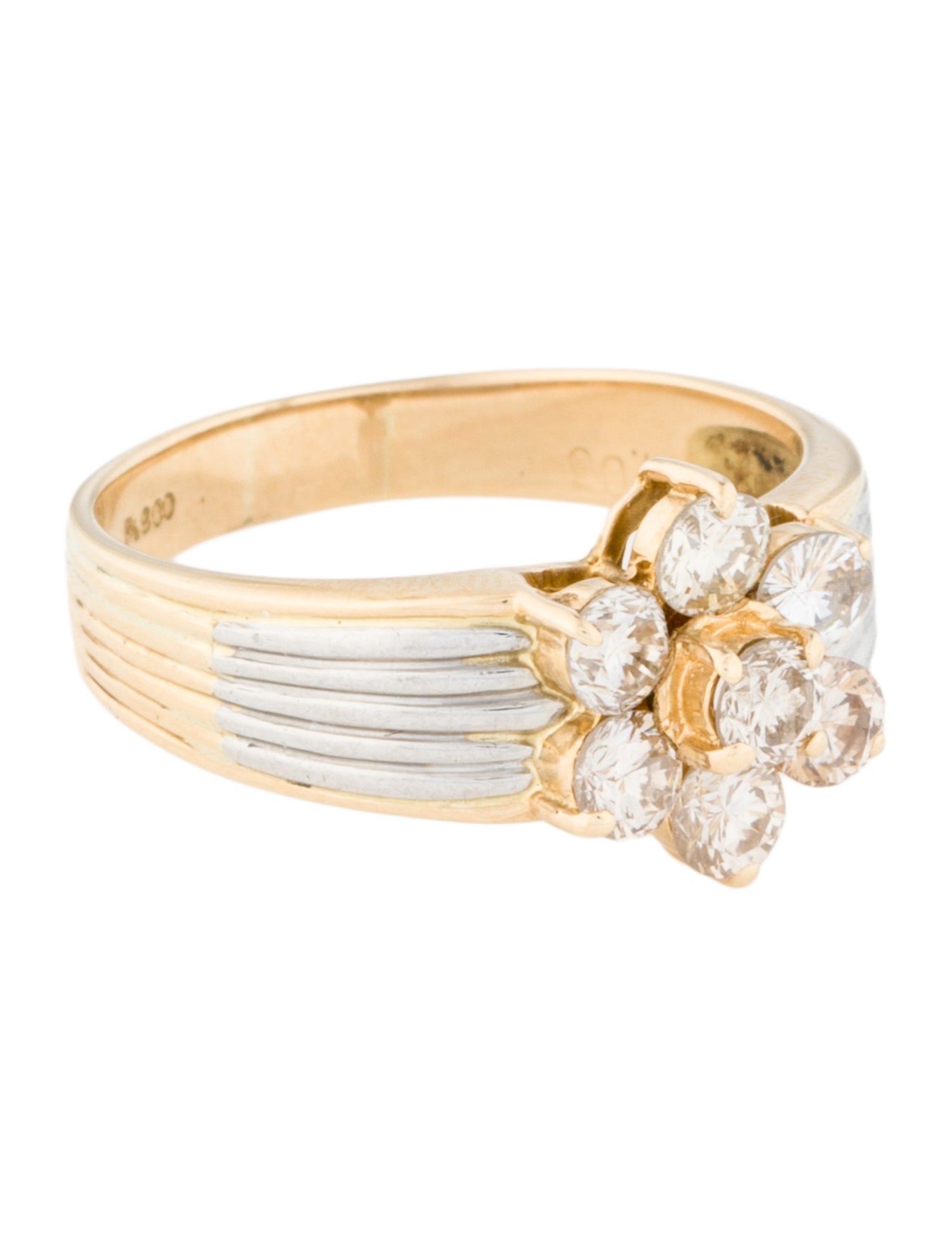 Ring 1.06ctw Diamond Cluster Floral Cocktail