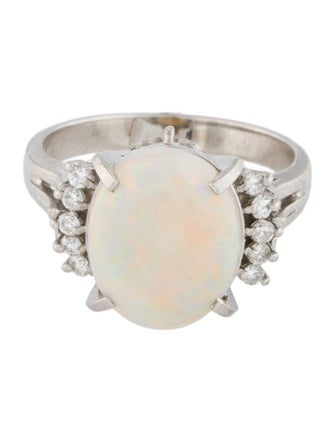 Ring Platinum 2.74ct Opal & Diamond Cocktail Ring