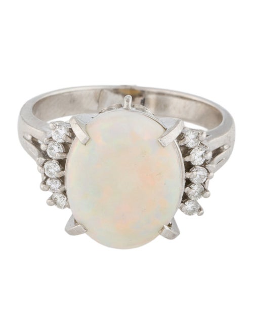 Ring Platinum 2.74ct Opal & Diamond Cocktail Ring