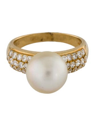 Ring 18K Pearl & Diamond Cocktail Ring
