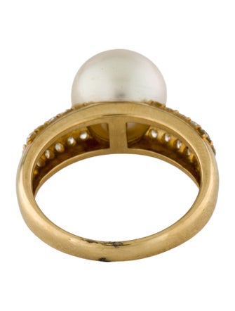 Ring 18K Pearl & Diamond Cocktail Ring