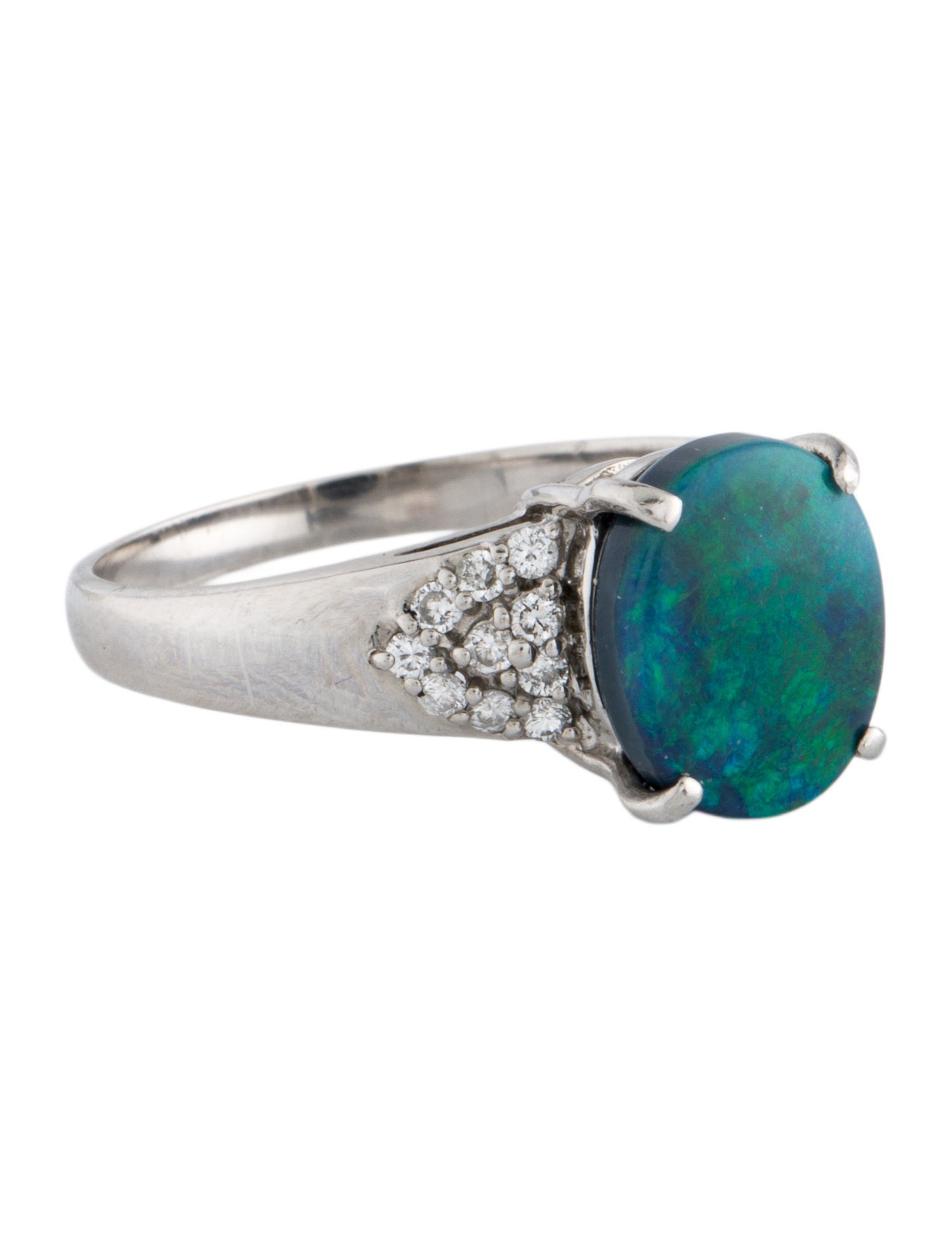 Ring Platinum 2.57ct Opal & Diamond Cocktail
