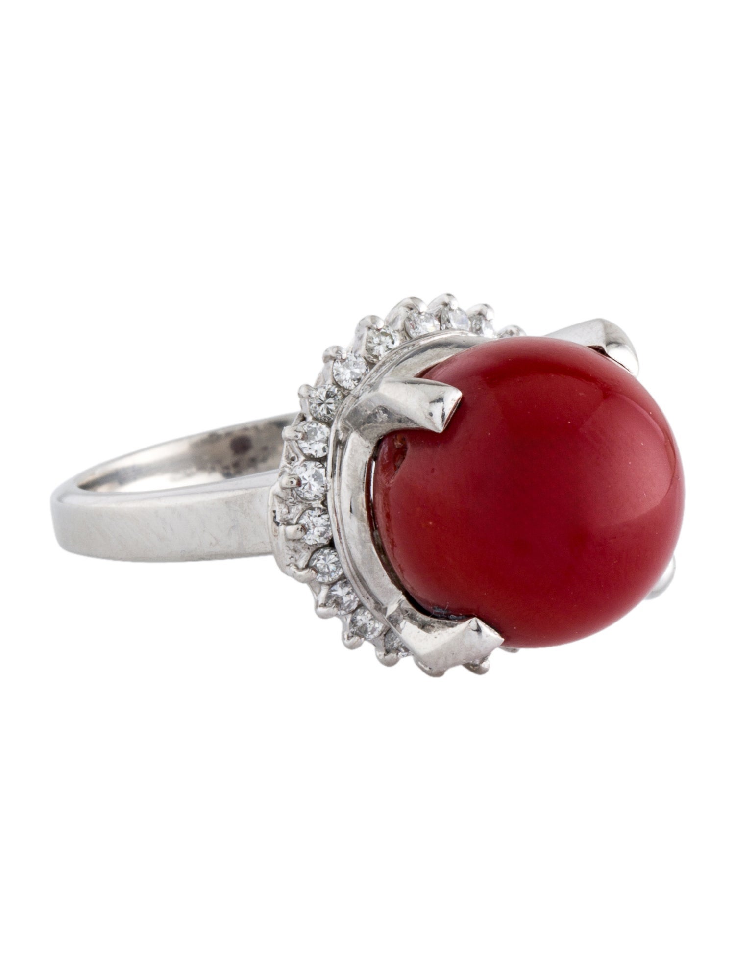 Ring Platinum Coral & Diamond Cocktail RIng