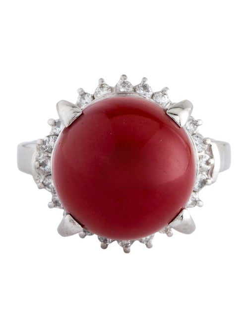 Ring Platinum Coral & Diamond Cocktail RIng