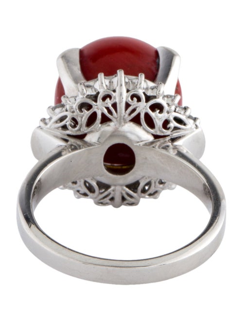 Ring Platinum Coral & Diamond Cocktail RIng