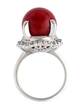 Ring Platinum Coral & Diamond Cocktail RIng