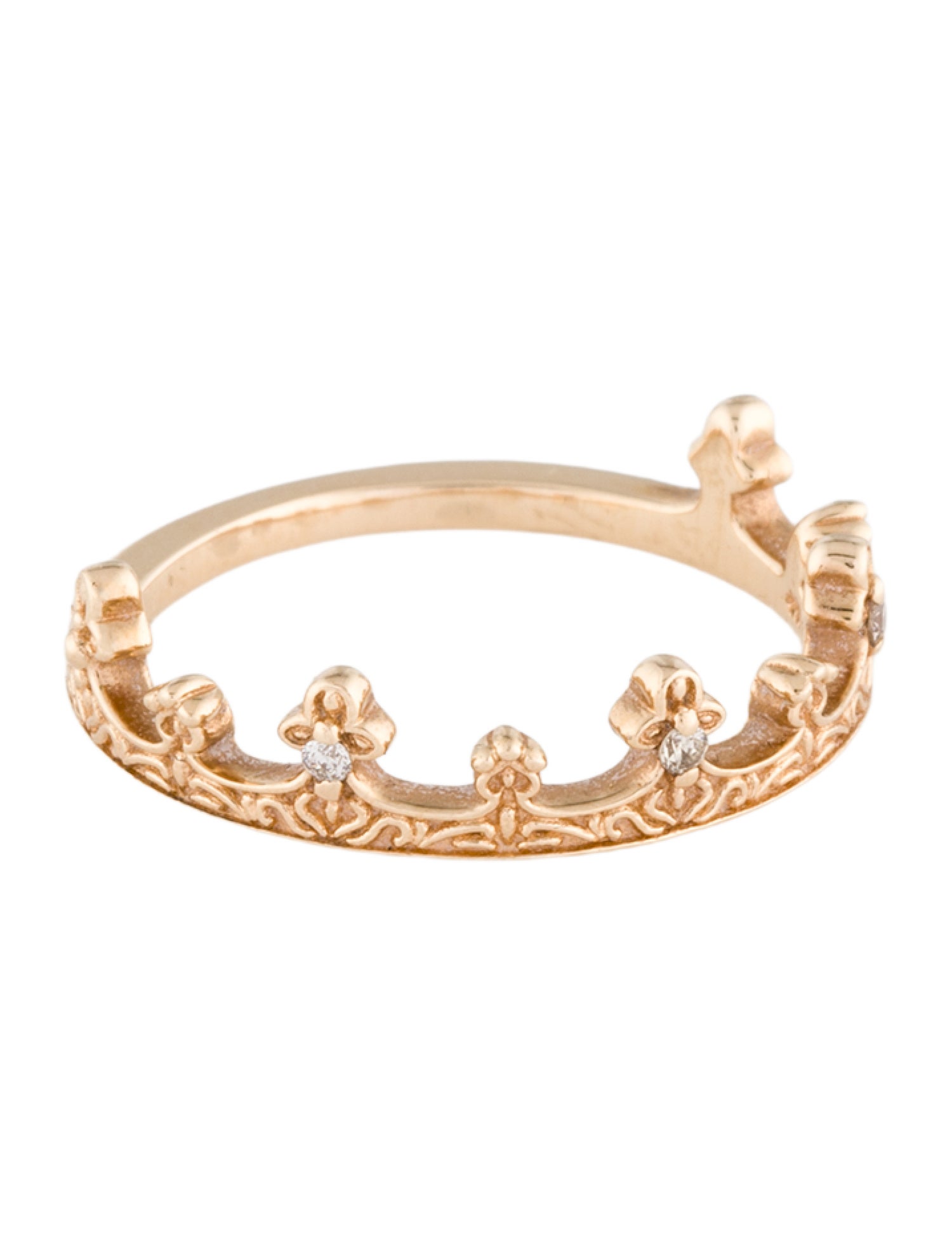 Ring 10K Diamond Crown Stacking Band