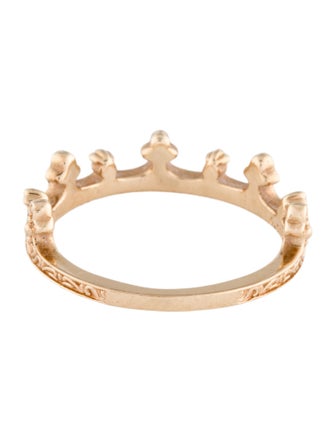 Ring 10K Diamond Crown Stacking Band