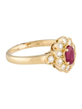 Ring 14K Ruby & Diamond Cocktail Ring