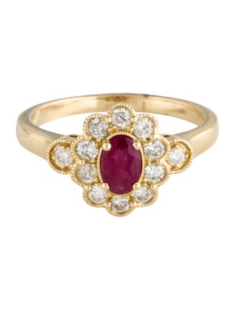 Ring 14K Ruby & Diamond Cocktail Ring