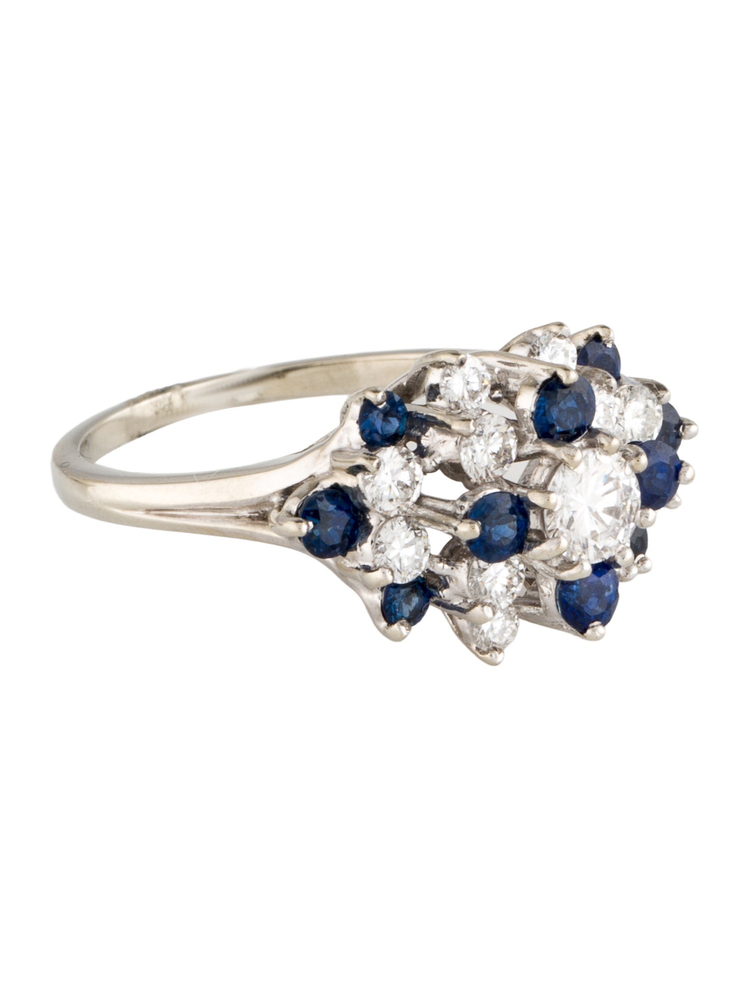 Ring 14K Diamond & Sapphire Cocktail Ring