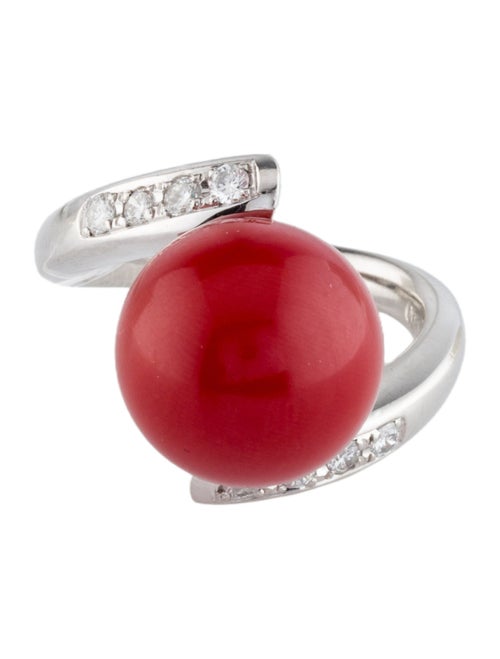 Ring Platinum Coral & Diamond Cocktail Ring