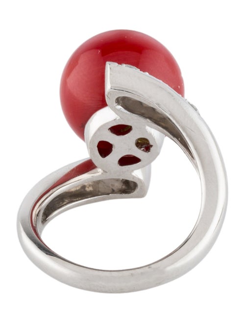 Ring Platinum Coral & Diamond Cocktail Ring
