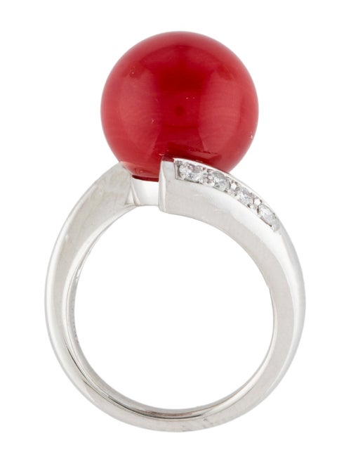Ring Platinum Coral & Diamond Cocktail Ring