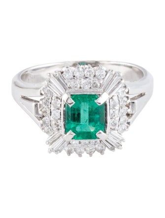Ring Platinum Emerald & Diamond Cocktail Ring