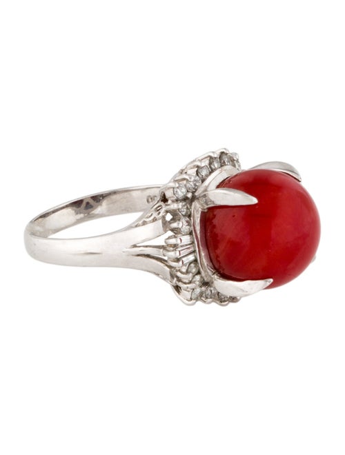 Ring Platinum Coral & Diamond Cocktail Ring
