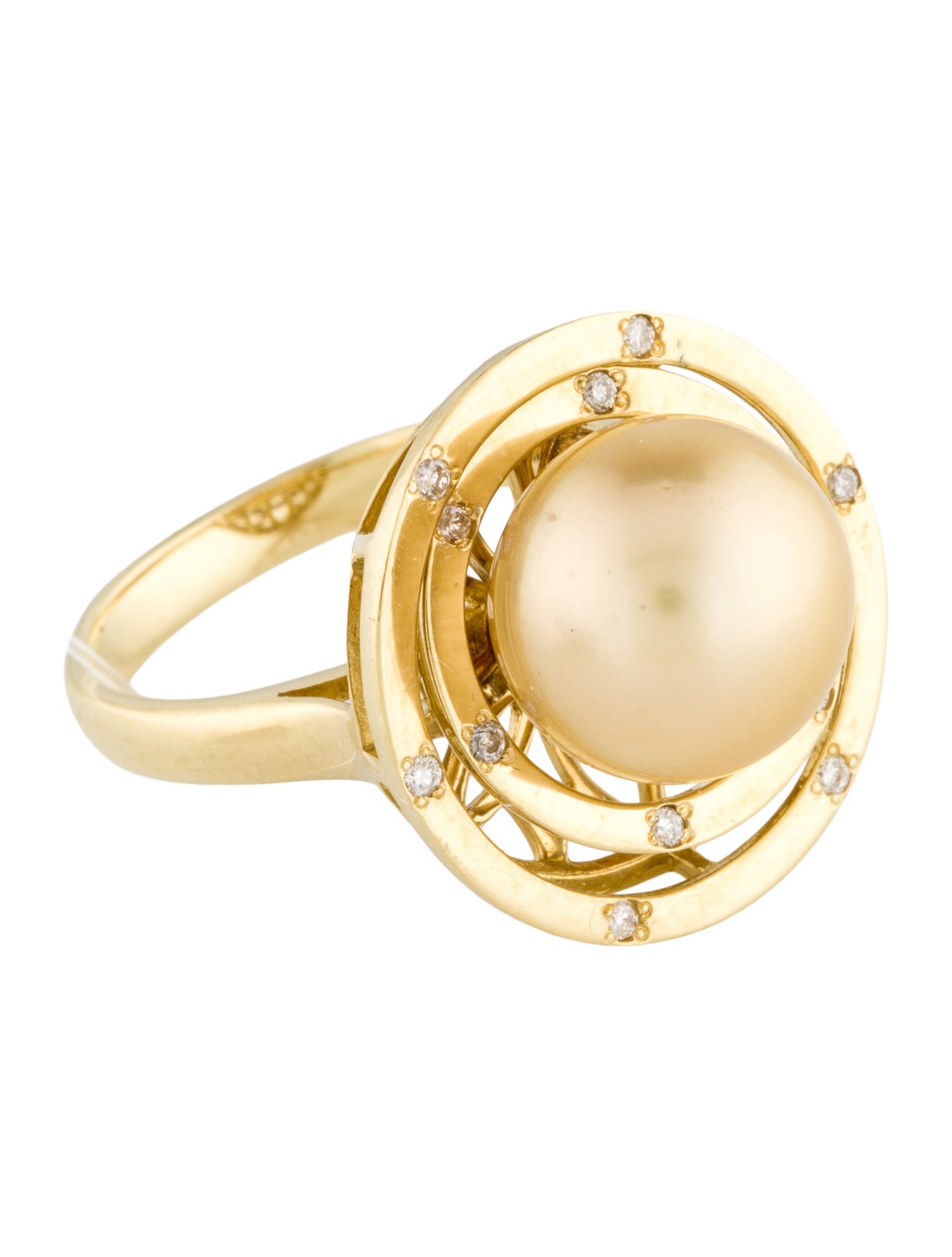 Ring 18K Pearl & Diamond Cocktail