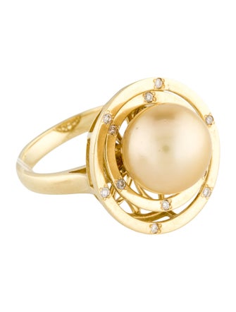Ring 18K Pearl & Diamond Cocktail Ring