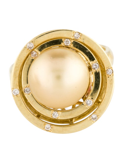 Ring 18K Pearl & Diamond Cocktail Ring